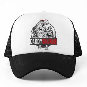 🆕DaddySaurus Foam Trucker Hat Mesh Snapback Cap Black/White